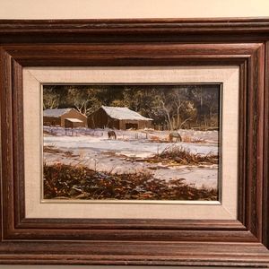 Thomas DeDecker 'Winter Horse Ranch' Oil Painting